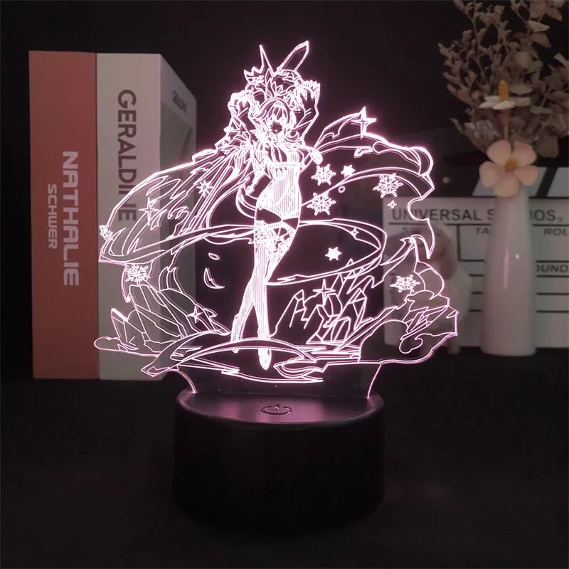 Genshin Impact Eula Game 3D Night Light for Bedroom Decor Light Cute Birthday Colorful Gift LED Lamp Manga Kid Lovely Present nursery night light