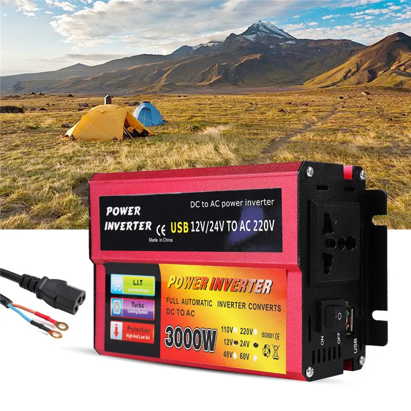 

Solar Inverter 12V 220V 3000W Peak Voltage Converter Transformer DC 12V&24V 48V&60V To AC 110V/220V Auto Adapt Inversor