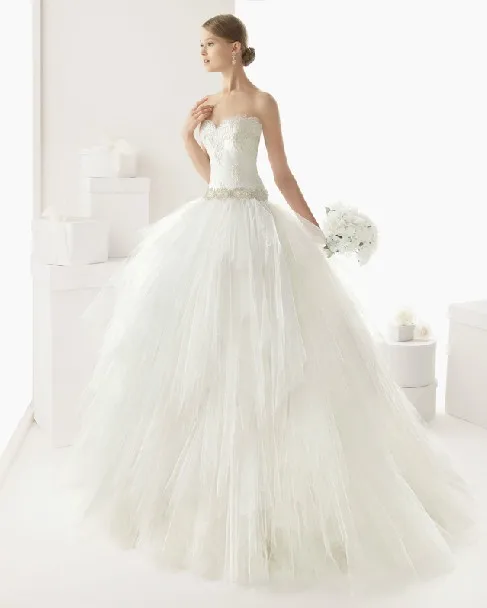 

free shipping 2016 new fashion hot long crystal bridal ball gown marriage tulle vestidos de novia sweetheart lace wedding Dress