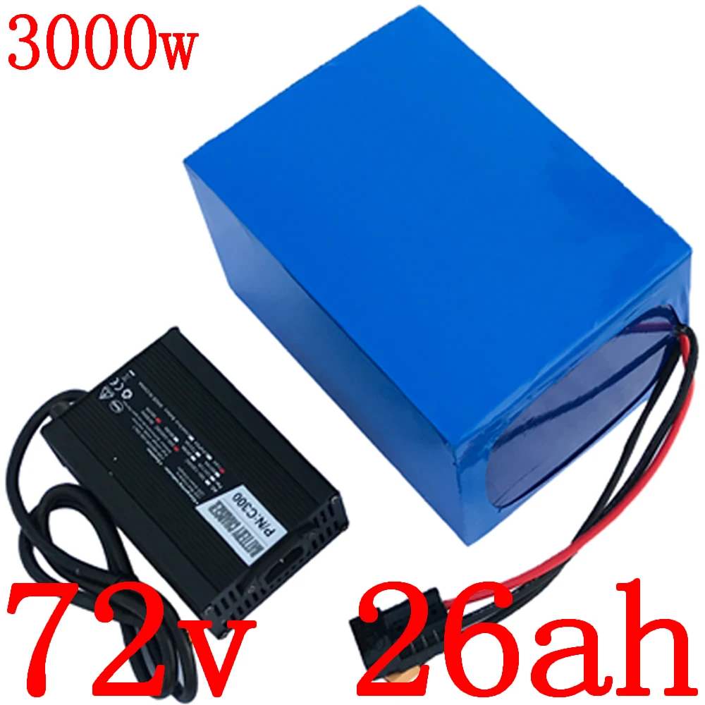 Perfect 72V battery 72V 25AH electric balance bike battery 72V 2000W 3000W lithium battery pack with 50A BMS and 5A charger free duty 0