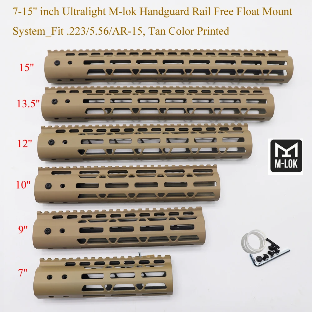 Aplus 7/9/10/12/13/5/15 ''дюймовый M-lok Handguard Picatinny Rail Free Float Mount System Ultralight Fit .223/5 56/AR-15 _ Tan