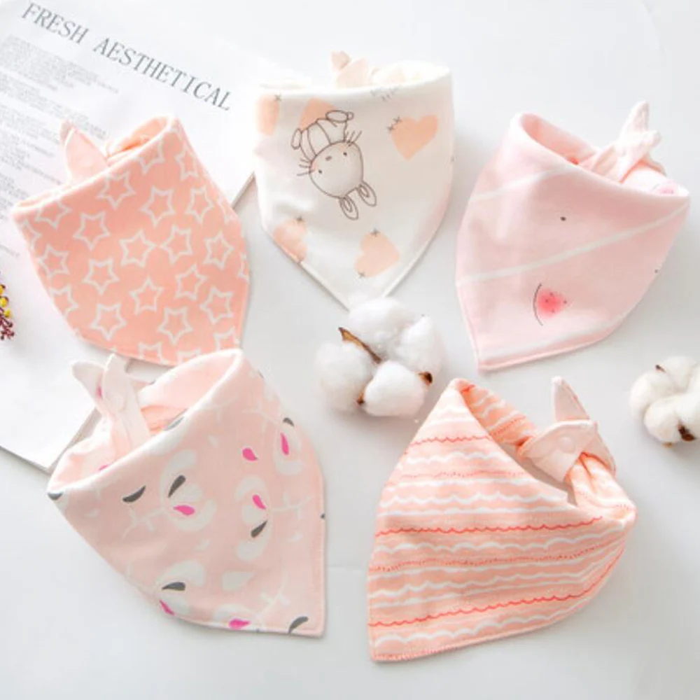 New 5 Pieces/Lot Baby Bib Newborn Feeding Burp Cloth Cotton Kids Triangle Scarf Teething Saliva Towel Soft Bandana Bibs 5
