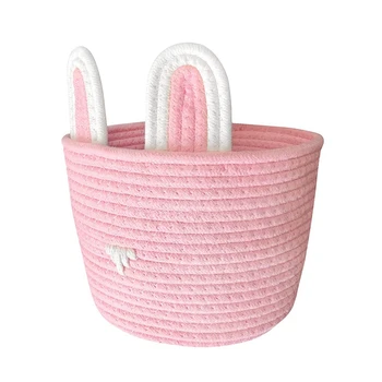

Natural Cotton Rope Woven Storage Basket Box Rabbit Storage Box Children's Room Toys Cosmetics Home Decoration