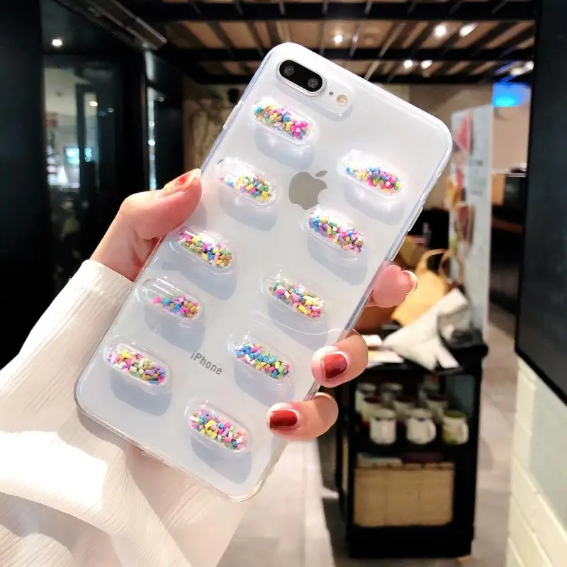 Прозрачный 3D мультипликационный персонаж чехол для телефона iPhone XR XS MAX 6 6s 7 8 Plus X