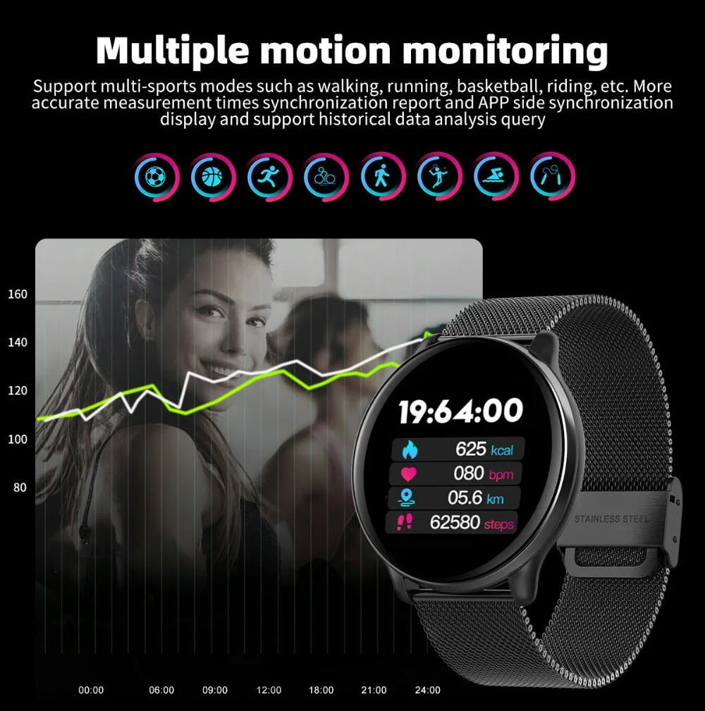Makibes SE01 smart watch men IP67 Blood pressure Heart rate monitor fashion sport watch Fitness tracker Clock Bluetooth music03