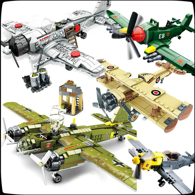 WW2 самолет совместимый с Legoed немецкая модель летчик бомбардировщик бомбер ВВС
