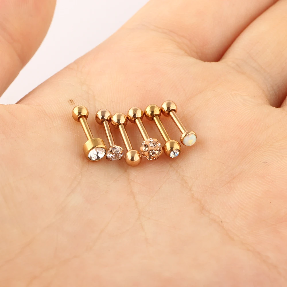 10 Set Stainless Steel Cartilage Earrings Tragus Helix Ear Piercing Barbell Cartilage Stud for Women Girls 16G 100pcs 10 sets