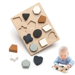3d silicone geométrico quebra cabeça montessori criativo jigsaw brinquedos para crianças grau alimentício silicone mordedor criança brinquedos educativos presente