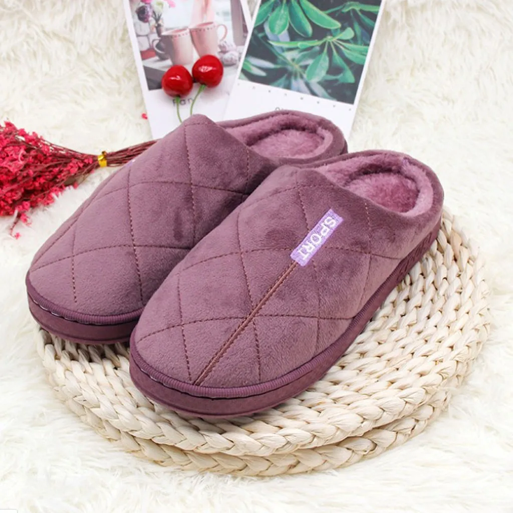 

home slippers women Slippers Winter Couple Warm Cotton Non-Slip Floor Indoor Cotton Shoe zapatos de mujerТапочки домашние#A25