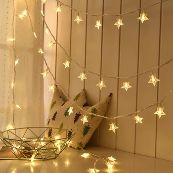 

3m 20leds/6m 4leds String Lights Indoor Decoration Light Pentagram Star Curtain Light Fairy Wedding Birthday Christmas Lighting