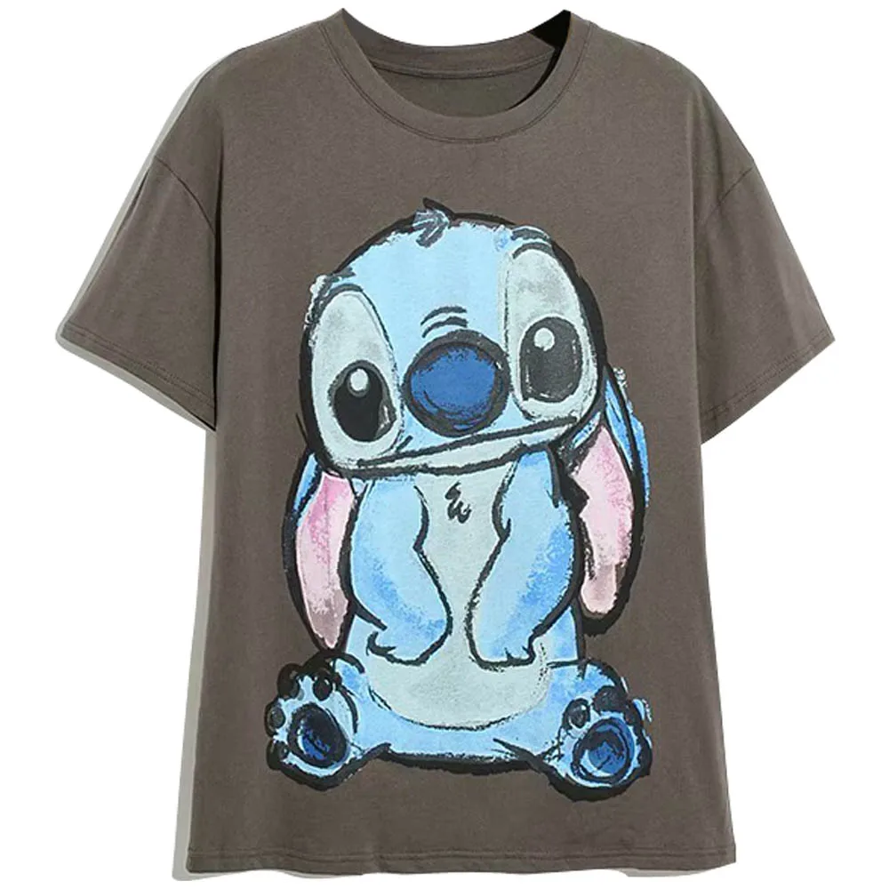 Disney Family T-Shirt Fashion Winnie the Pooh Mickey Mouse Stitch Fairy Dumbo SIMBA Cartoon Print Women T-Shirt Cotton Tee Tops