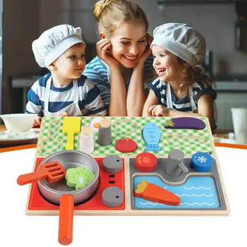 

Wooden Kitchen Play Toys Set Pretend Play Toys Set Educational Toys For Children Play & Pretend Simulation Playset
