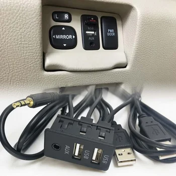 

150CM 3 Styles Car Dash Flush Mount AUX USB Port Panel Auto Boat Dual USB Extension Cable Adapter For VW Toyota Car Accessories