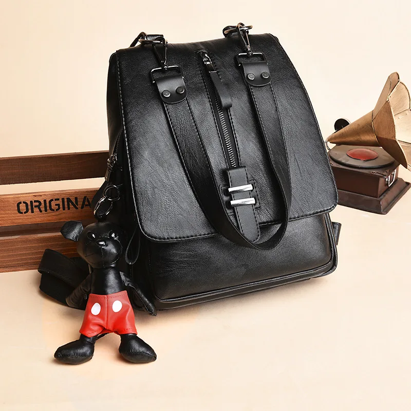 

2018 New Style Korean-style Shoulder Shoulder Dual Purpose Backpack Versatile Fashion Lightweight Pu Soft Leather Waterproof Sho