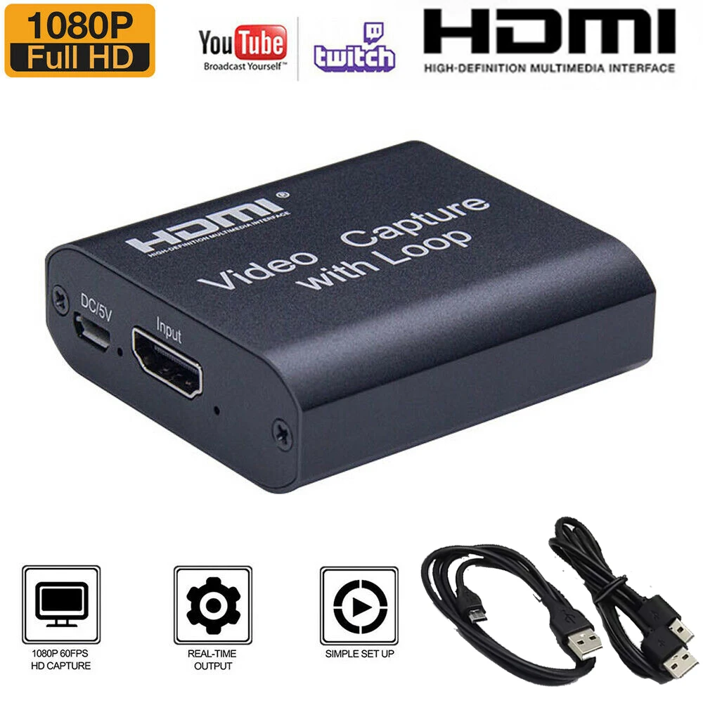 

HDMI Audio Video Capture Card Screen Record USB 2.0 Full HD 1080P 60FPS Game Capture Device Game YouTube Facebook Live Streaming