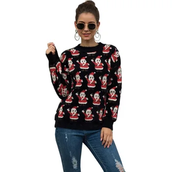 

MY6313 Casual Knitted Ladies Sweater Christmas Sweater Long Sleeve O-neck Women Tops Sweaters Pullovers Christmas Print