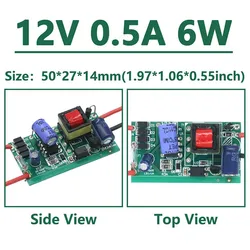 Universal LED Power Supply Transformer, Adjustable Voltage 220V/230V to 12V/24V, 6W - 120W Capacity - Input 100V - 260V (12V  0.5A  6W)
