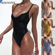 2020 New Sexy Ribbed Monokini Women Solid Color Swimsuit Deep V Swimwear S-XL Girl Backless Beachwear Mini Thong One Piece Suit 2020 New Sexy Ribbed Monokini Women Solid Color Swimsuit Deep V Swimwear S-XL Girl Backless Beachwear Mini Thong One Piece Suit