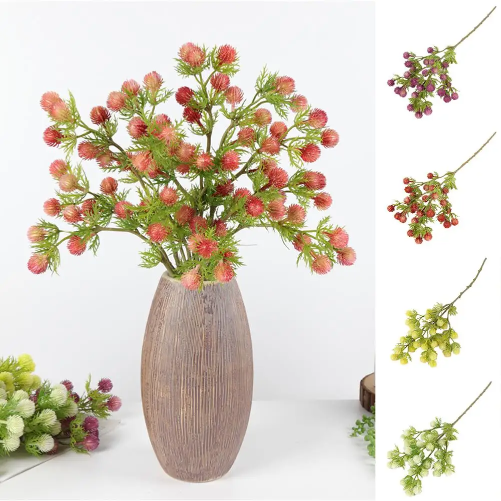 

1Pc Artificial Flower Plastic Fiery Dragon Ball Flower Vivid Color Plant DIY Party Stages Wedding Home Decoration Home Decor