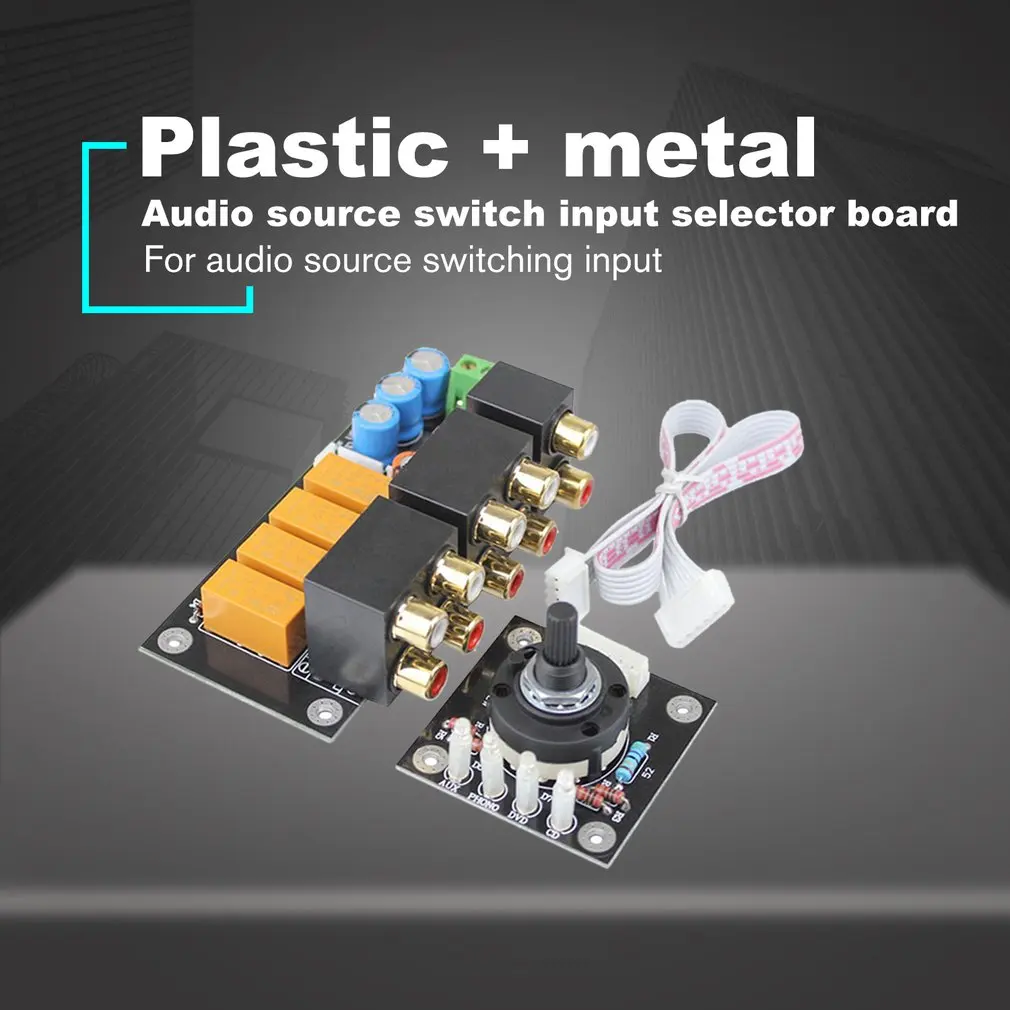 RCA Audio Switch Input Selection Board Lotus Seat Stereo Relay 4-way Audio Input Signal Selector Switching Amplifier DIY