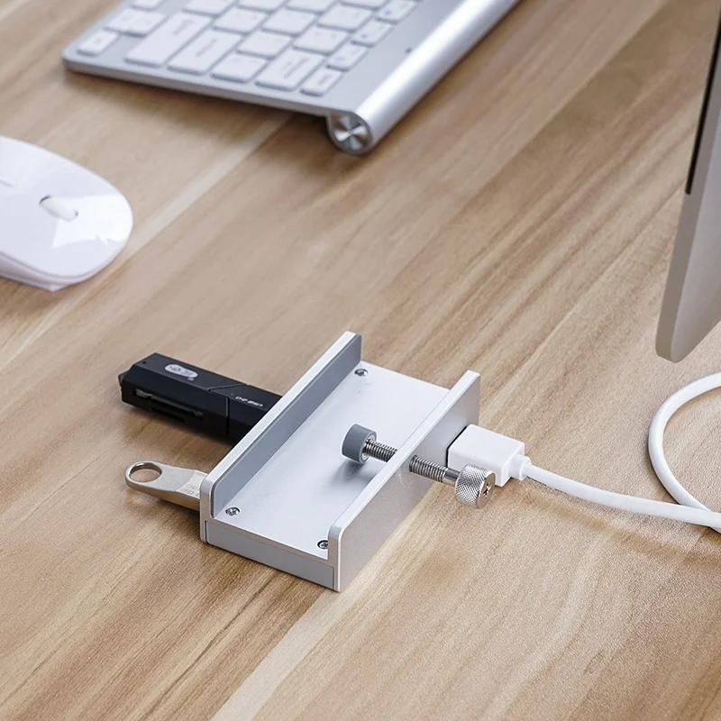Настольная usb-хаб 4-Порты и разъёмы USB 3,0 концентратор зажим дизайн наращивания на заколке, алюминиеывый сплав передачи данных зарядки для настольных ПК ноутбук компьютер ПК