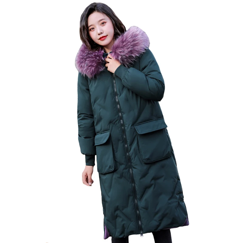 Плюс размер 5XL зимняя куртка женская хлопковая верхняя одежда женское длинное пальто с капюшоном с мехом свободная парка большой карман высокое качество