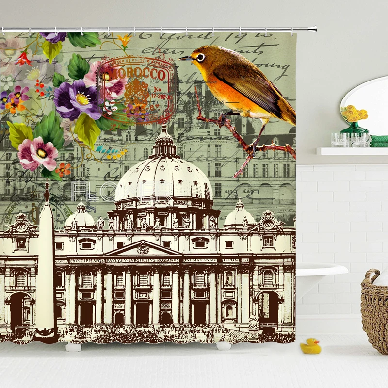 

High Quality Bathroom Shower Curtain 3d Printed Flower Bath Curtains Waterproof Polyester Cloth With Hooks 180*200 Bath Curtain