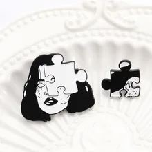Jigsaw женские уход за кожей лица эмаль на булавке На расположенных частей головоломки броши значки, одежд сумки с заклепками в стиле «панк», ювелирное изделие в подарок для друзей