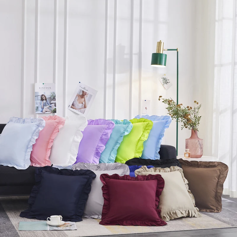 (HANYUE)The New Style Of Pure Color Frilly Wool Pillow Is Available In A Variety Of Colors outdoor seat cushions