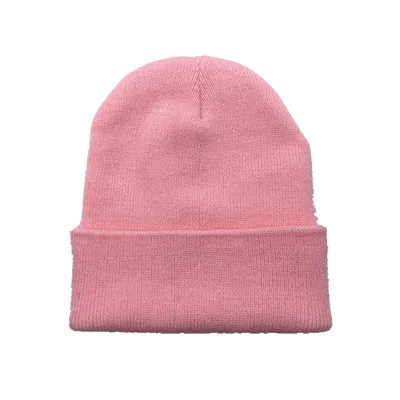 Pink Зимние шапки для женщин, Новые Вязаные шапки, одноцветные милые шапки для девочек, осенние женские шапки, теплые шапки, женские повседневные Шапки - Цвет: Pink
