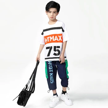 

Boys Hip Hop Costumes Kids Summer Street Dance Clothes Jazz Performance Clothing Children Modern Stage Competition Wear DN5480