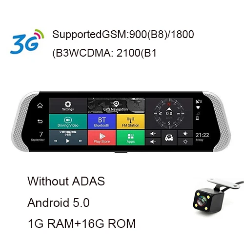 3G without ADAS Anfilite 10 дюймов 4G Android зеркало заднего вида DVR 1080P Dash камера gps навигация ADAS ночное видение двойной объектив Автомобильный видеорегистратор - Название цвета: 3G without ADAS