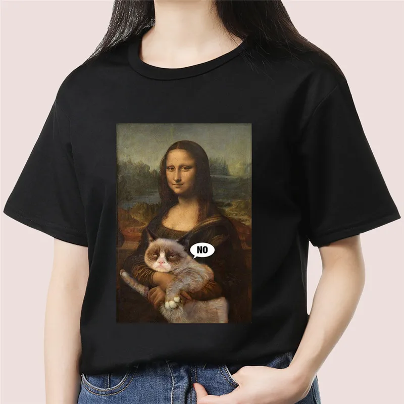 Mona Lisa Футболка женская Ван Гог Забавный Топ Футболка хлопок Футболка harajuku 90s Уличная Повседневная футболка женская одежда