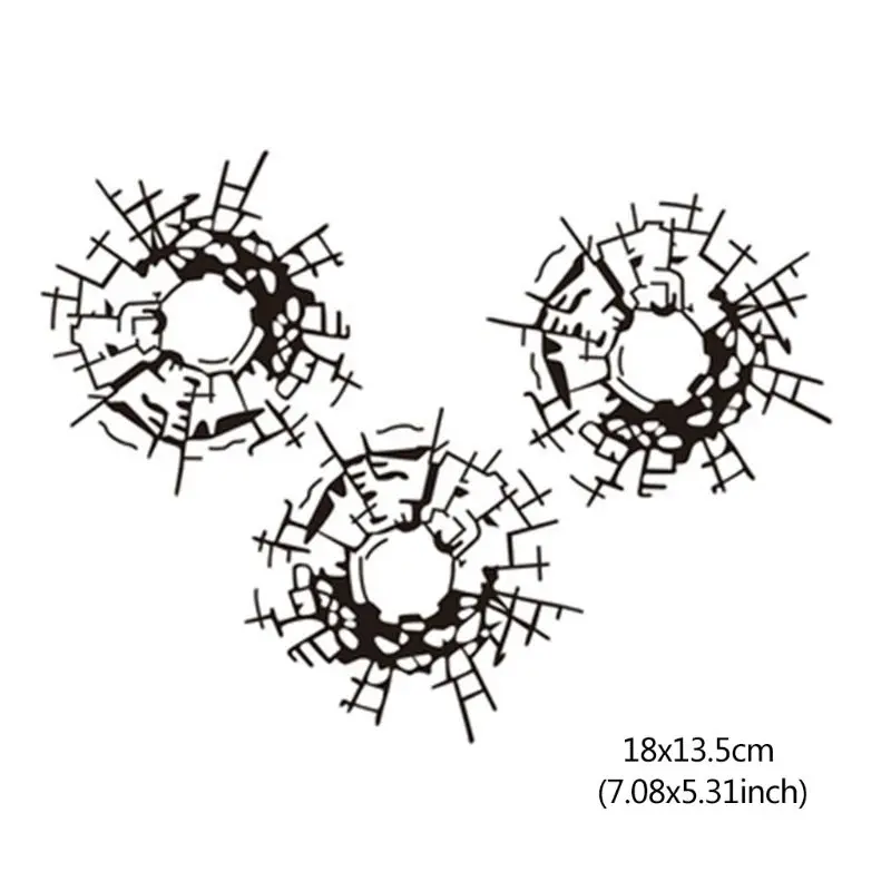 

3Pcs/Set 18cm*13.5cm Bullet Holes Glass Art Car Stickers Car-styling Decal L9BC