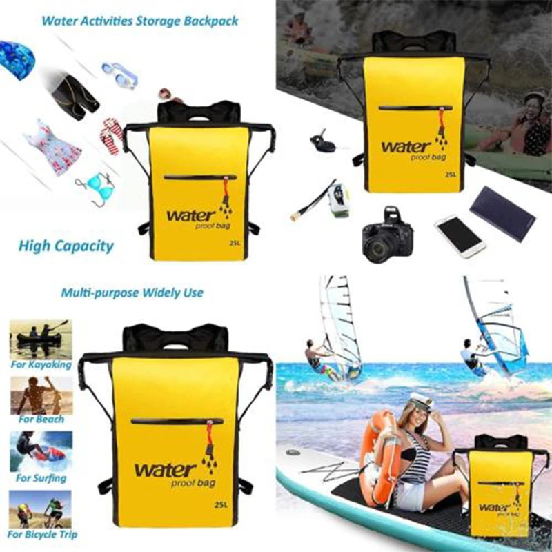 25L Outdoor Cycling Backpack Waterproof PVC Dry Sack Folding Bag Large Capacity for Swimming Rafting Sports Kayaking Travel Bag (10)