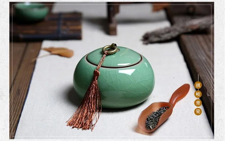 Чайник Longquan Celadon, керамический контейнер для хранения ледяных трещин, чайный набор Pu'er, чайный сундук, медное кольцо, чайная банка, 280 мл