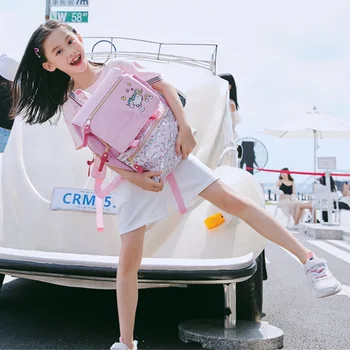 

Sweet Pink Unicorn Children School Bags For Girls Waterproof Primary Backpacks Unicornio Student Flip Books Satchel grade 3-5