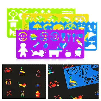 

Indoor Sketch Drawing Toys For Kids Party Scratch Paper Set Rainbow Home Stencil Multifunction Art Crafts Birthday Gift DIY