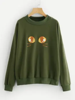 

Fahion Women Girl Long Sleeve Army Green Sweatshirt Warm Spring FallTops