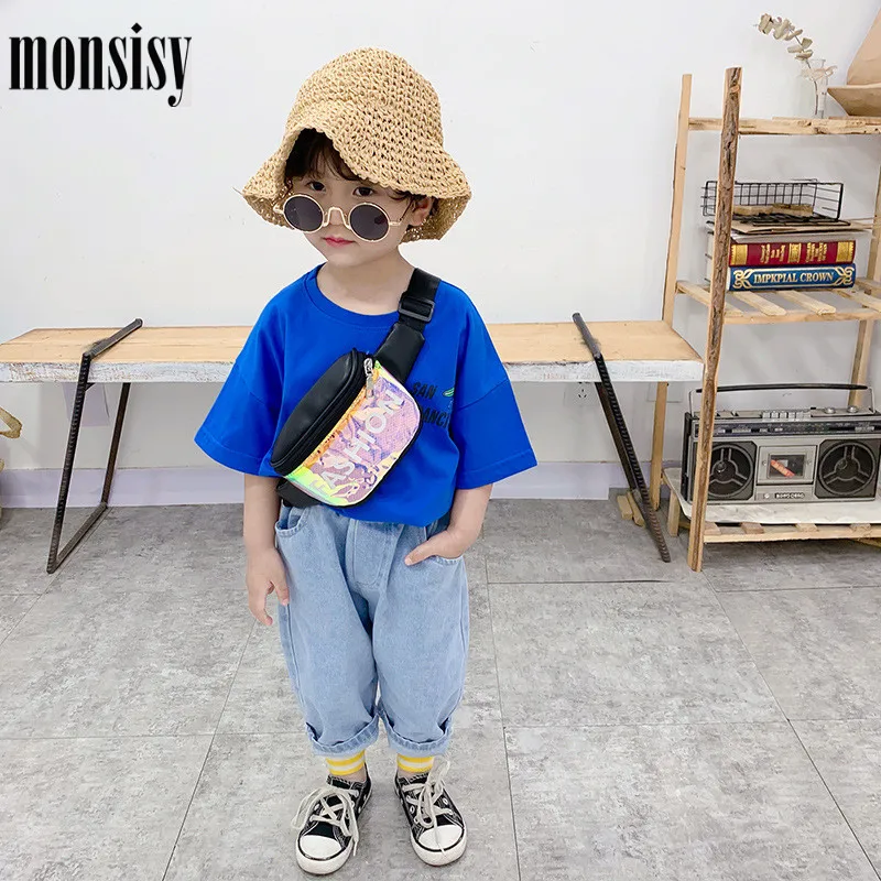 Детская поясная сумка Monsisy из искусственной кожи для мальчиков и девочек модная