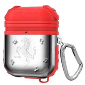 silver red Модный разноцветный антиосенний силиконовый и металлический чехол для наушников airpods 1/2 с карабином - Цвет: silver red