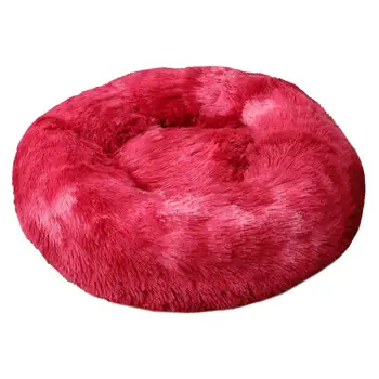 

Pet Dog Bed Rainbow Long Plush Dog Kennel Super Soft Round Washable Cat House Velvet Mats Sofa For Dog Chihuahua Dog Basket