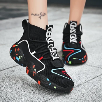 

New Fashion Men Tennis Shoes Black Breathable Wear-resistant Fitness Sport Shoes Outdoor Basket Unisex Sneakers Tenis Feminino