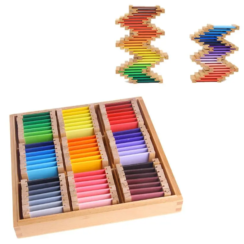 

1 Set Montessori Sensorial Material Learning Color Tablet Box Wood Preschool Toy