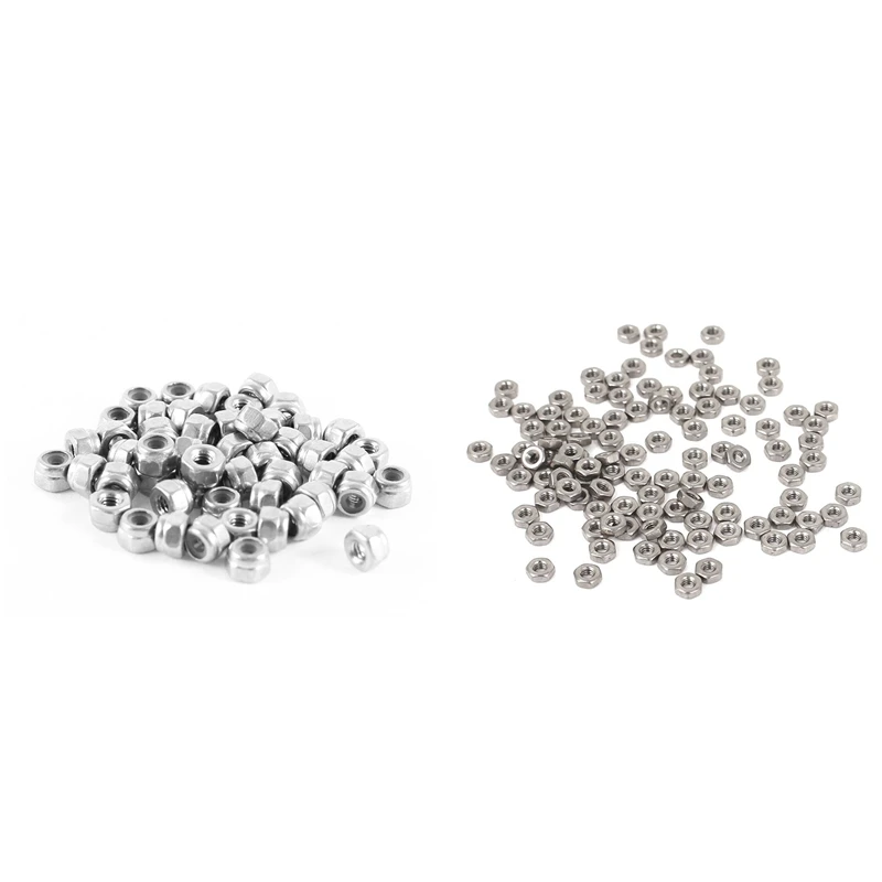 

Big deal 100Pcs Metric M2 Hex Nuts 304 Stainless Steel Fastener Din934 for Bolt & 50Pcs Hardware Hex Locknut A2-70