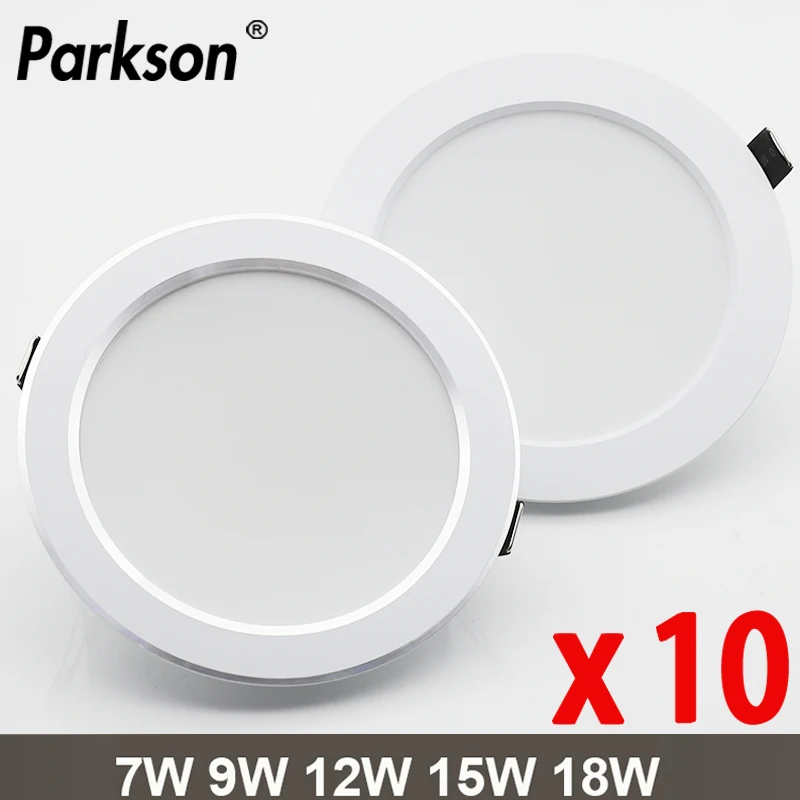 

10PCS Waterproof LED Downligh 7W 9W 12W 15W 18W Recessed Round LED Ceiling Lamp AC220V-240V LED Spot Lighting Indoor LED Lamp