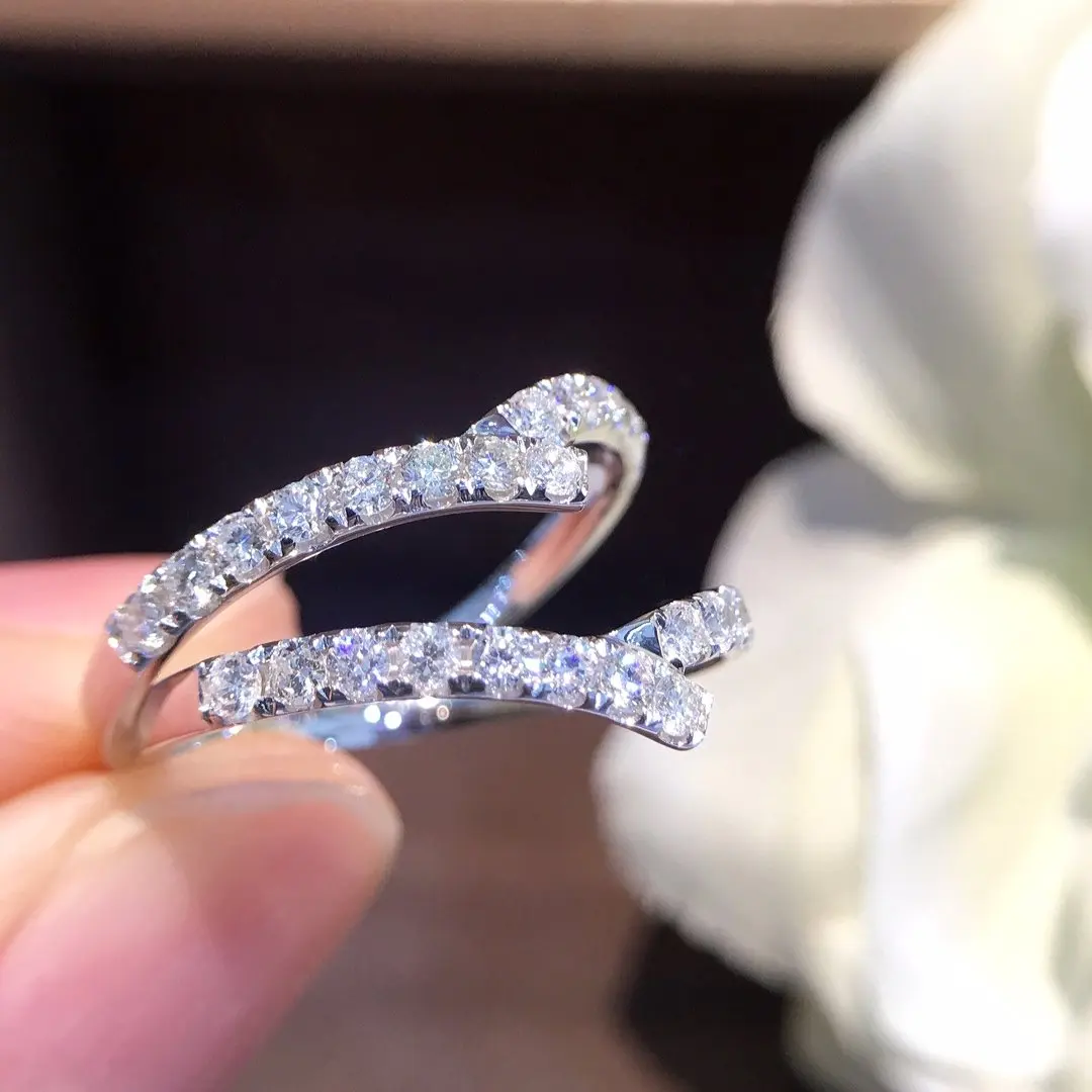 Кольцо с натуральным бриллиантом 18K золото чистое красивое кольцо драгоценными