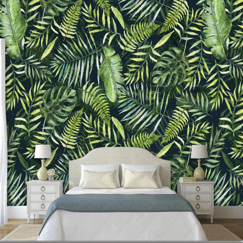 

Dropship Custom 3D Wallpaper Mural Fresh Green Leaves Nature Landscape Background Tropical Rain Forest Plant Flower Wallpaper