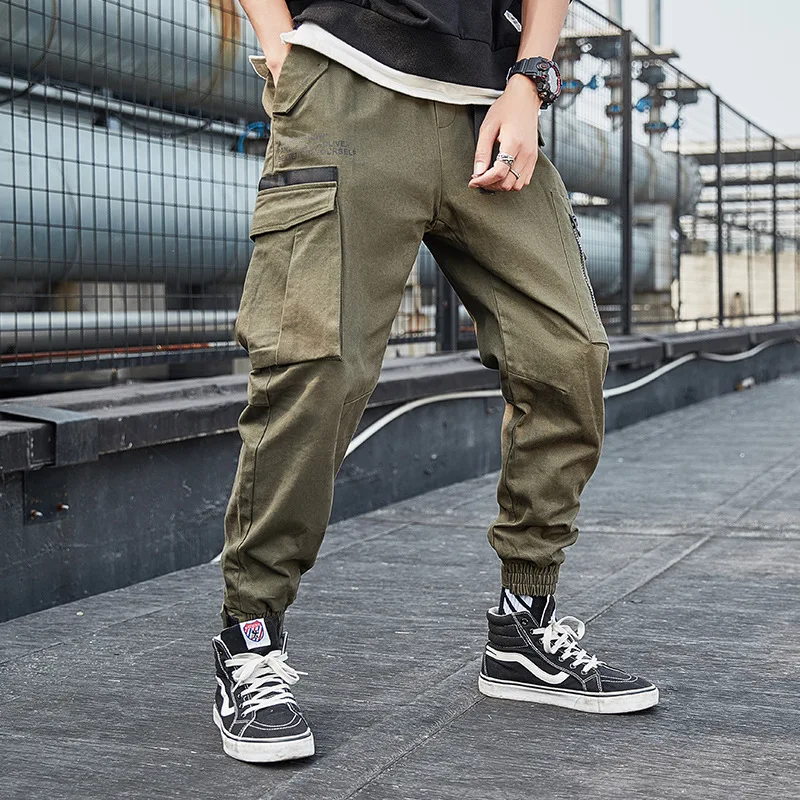 DS мужская одежда | Осень стиль INS популярный бренд мужские повседневные штаны на молнии карман липучка луч ноги комбинезон мужской