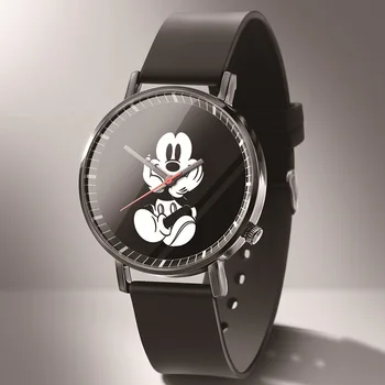

Montre femme Luxury Brand Women Watch Cartoon Mickey Quartz Watches Relogio feminino Women Black Leather Watch Girl Gift